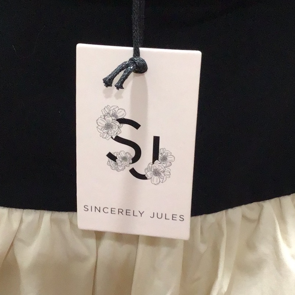 Sincerely Jules Black White Cream Strapless Bubble Hem Dress NWT see details PTP - Picture 3 of 6